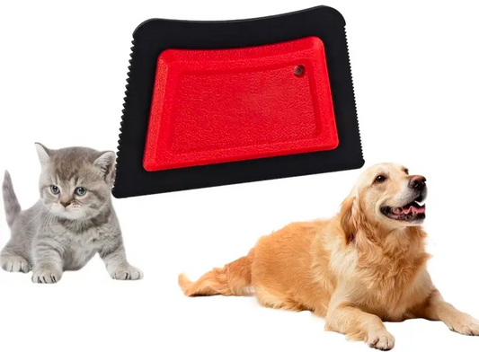Pet hair brush with coarse and fine comb.